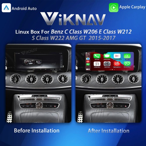Viknav Linux System Interface Box For Benz S Class W222 C Class W 206 E Class W212 AMG GT 2016-2020 Wireless Apple CarPlay Android Auto Stereo Only Support Original Car Radio Screen(NTG5.5)