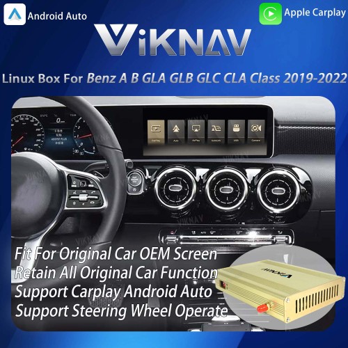 Viknav Linux System Interface Box For Benz A B GLA GLB GLC CLA Class 2019-2022 Wireless Apple CarPlay Android Auto Stereo Only Support Original Car Radio Screen(NTG6.0)