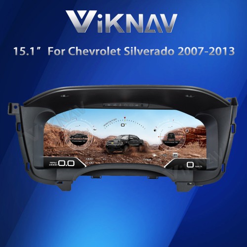 Viknav 15.1 Inch LCD Screen Car Digital Cluster For Chevrolet Silverado GMC Sierra 2007-2013 Linux System Car Digital Speedometer Dashboard Panel Instrument Panel Virtual Cockpit