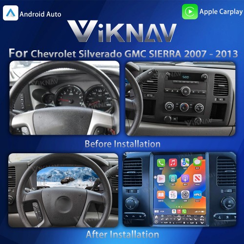 Viknav Upgrade Car Radio Digital Cluster For Chevrolet Silverado GMC SIERRA 2007-2013 Wireless Carplay Touch Screen GPS Navigation Multimedia Player Stereo