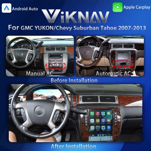 Viknav Upgrade Car Radio Digital Cluster For GMC YUKON/Chevy Suburban Tahoe 2007-2013 Wireless Carplay GPS Navigation Touch Screen Multimedia Player Stereo
