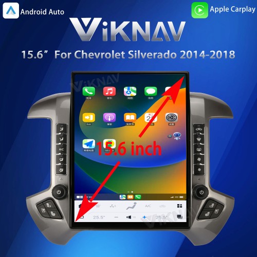 Viknav 15.6 inch Large Screen Car Radio For Chevrolet Silverado / GMC SIERRA 2014-2018 Android Head Unit Wireless Carpaly GPS Navigation Multimedia Player Autoradio(silvery 128GB)