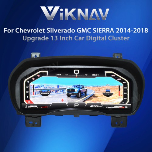 Viknav 13 Inch Car Digital Cluster For Chevrolet Silverado GMC SIERRA 2014-2018 LCD Car Digital Speedometer Dashboard Panel Instrument Panel Virtual Cockpit