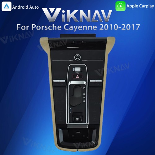 Viknav LCD Full Touch Dashboard Screen for Porsche Cayenne 2010-2017 Car Central Control Air Conditioning Vents Car Center Console Saddle(Beige)