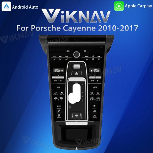 Viknav LCD Full Touch Dashboard Screen for Porsche Cayenne 2010-2017 Car Central Control Air Conditioning Vents Car Center Console Saddle(Black)