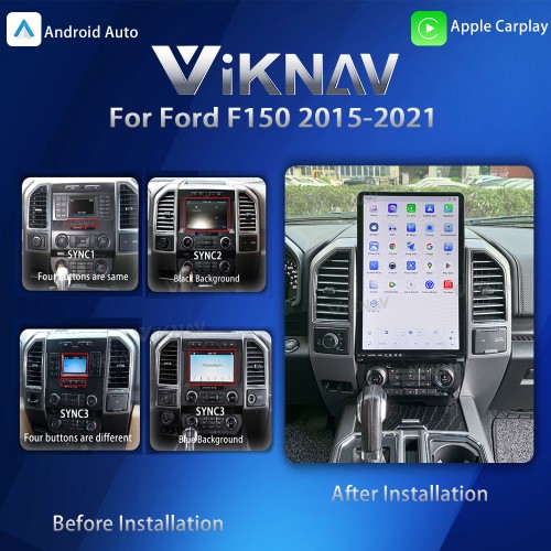 Viknav Upgrade Android Car Radio For Ford F150 2015-2022 16.8 inch Wireless Carpaly Android Auto Touch Screen GPS Navigation Multimedia player Auto Stereo Head Unit