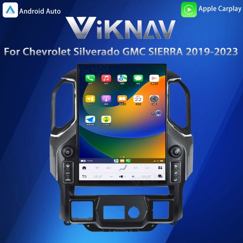 Viknav 15.6" Touch Screen Car Radio For Chevrolet Silverado GMC SIERRA 2019 2020 2021 2022 2023 Multimedia Player Android Auto GPS Navigation Wireless Carplay (128GB)