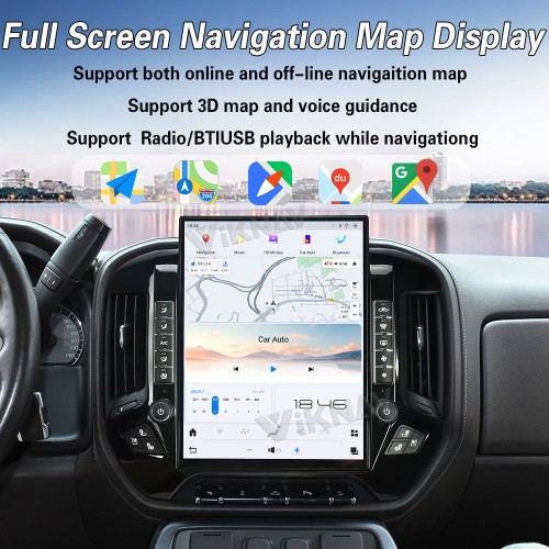 Viknav 15.6 Inch Larger Screen Car Radio For Chevrolet Silverado / GMC SIERRA 2014-2018  Android Head Unit Wirless Carplay GPS Navigation Player Autoradio (black 128GB)