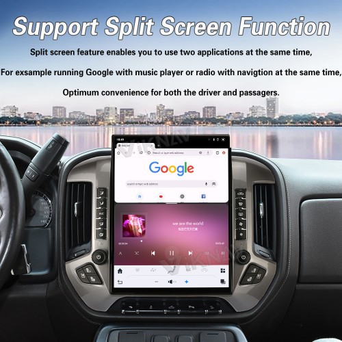 Viknav 15.6 Inch Larger Screen Car Radio For Chevrolet Silverado / GMC SIERRA 2014-2018 Android Head Unit Wirless Carplay GPS Navigation Player Autoradio (Silvery 128GB)