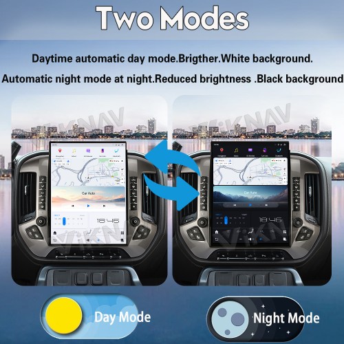 Viknav 15.6 Inch Larger Screen Car Radio For Chevrolet Silverado / GMC SIERRA 2014-2018 Android Head Unit Wirless Carplay GPS Navigation Player Autoradio (Silvery 128GB)