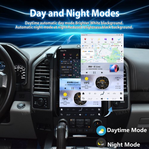 Viknav 14.4 Inch Car Radio Android 13 For Ford F150 2015-2020 Stereo Wireless Carplay Android Auto Touch Screen GPS Navigation Multimedia player 128GB