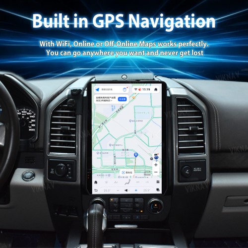 Viknav 14.4 Inch Car Radio Android 13 For Ford F150 2015-2020 Stereo Wireless Carplay Android Auto Touch Screen GPS Navigation Multimedia player 128GB