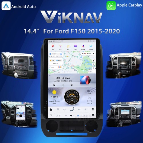 Viknav 14.4 Inch Car Radio Android 13 For Ford F150 2015-2020 Stereo Wireless Carplay Android Auto Touch Screen GPS Navigation Multimedia player 128GB