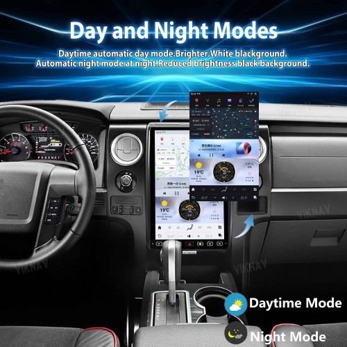 Viknav 14.4 Inch Car Radio Android 13 and Digital Cluster Dashboard Panel Speedometer For Ford F150 2013-2014 Stereo Wireless Carplay Android Auto Touch Screen GPS Navigation Multimedia Player