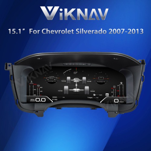 Viknav 15.1 Inch LCD Screen Car Digital Cluster For Chevrolet Silverado GMC Sierra 2007-2013 Linux System Car Digital Speedometer Dashboard Panel Instrument Panel Virtual Cockpit