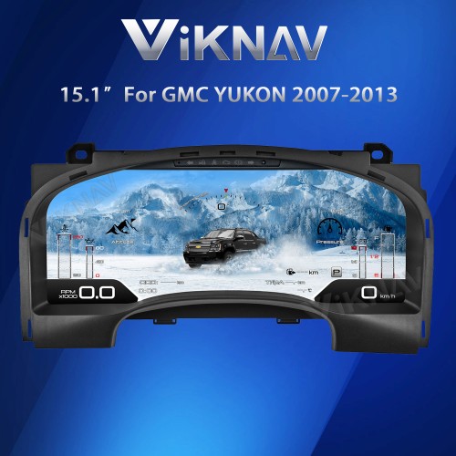 Viknav 15.1 Inch LCD Screen Car Digital Cluster For GMC Yukon Chevrolet Silverado Tahoe Suburban 2007-2013 Linux System Car Digital Speedometer Dashboard Panel Instrument Panel Virtual Cockpit