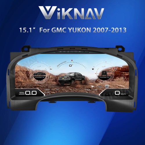 Viknav 15.1 Inch LCD Screen Car Digital Cluster For GMC Yukon Chevrolet Silverado Tahoe Suburban 2007-2013 Linux System Car Digital Speedometer Dashboard Panel Instrument Panel Virtual Cockpit