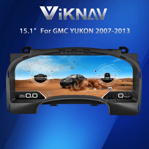 Viknav 15.1 Inch LCD Screen Car Digital Cluster For GMC Yukon Chevrolet Silverado Tahoe Suburban 2007-2013 Linux System Car Digital Speedometer Dashboard Panel Instrument Panel Virtual Cockpit