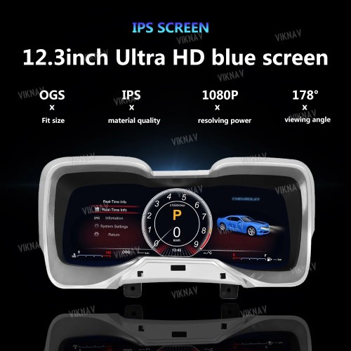Viknav Upgrade Digital Gauge Cluster for Chevrolet Camaro 2010 -2015 Speedometer Multimedia IPS LCD Dashboard Stereo Instrument Unit