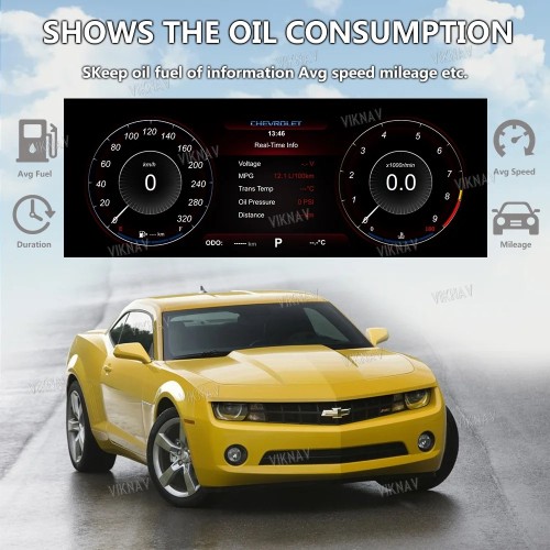 Viknav Upgrade Digital Gauge Cluster for Chevrolet Camaro 2010 -2015 Speedometer Multimedia IPS LCD Dashboard Stereo Instrument Unit