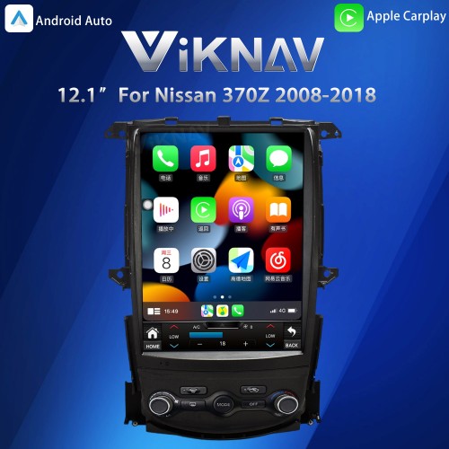 Viknav 12.1" Touch Screen Car Radio For Nissan 370Z ( 2008-2018 ) Multimedia Player Android Auto GPS Navigation Wireless Carplay