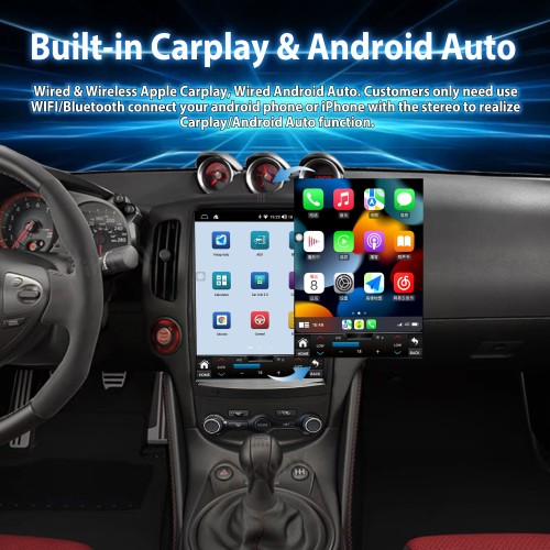Viknav 12.1" Touch Screen Car Radio For Nissan 370Z ( 2008-2018 ) Multimedia Player Android Auto GPS Navigation Wireless Carplay