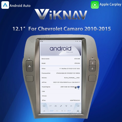Viknav 12.1 Inch Android Car Radio for Chevrolet Camaro 2010-2015 GPS Navigation Auto Wireless Carplay  Multimedia Player Head Unit