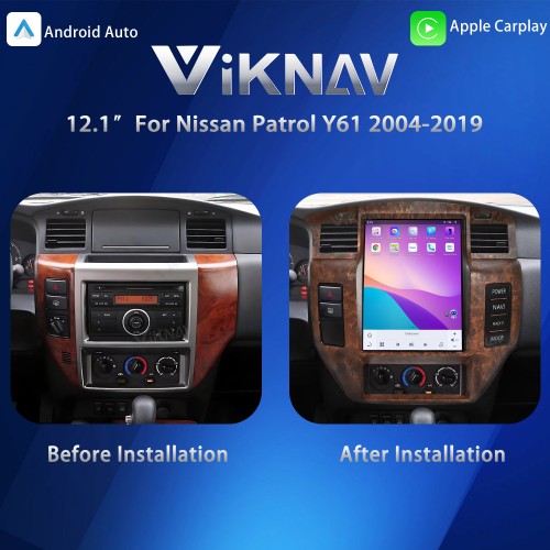 Viknav 12.1" Touch Screen Car Radio For Nissan Patrol Y61 ( 2004 - 2019 ) Multimedia Player Android Auto GPS Navigation Wireless Carplay