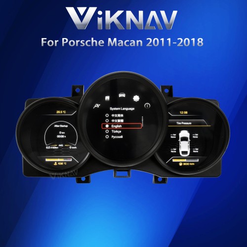 Viknav Linux System 12.3 Inch Digital Cluster Dashboard Speedometer Panel For Porsche Macan 2011-2018 Virtual Digital Instrument Cluster Cockpit