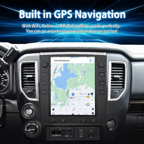 Viknav 12.1" Touch Screen Car Radio For Nissan Titan ( 2016 2017 2018 2019 ) Multimedia Player Android Auto GPS Navigation Wireless Carplay (128GB)
