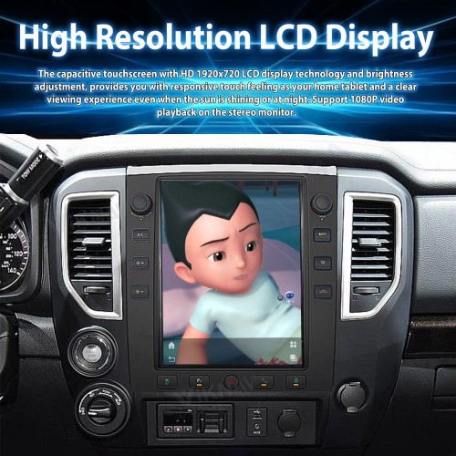 Viknav 12.1" Touch Screen Car Radio For Nissan Titan ( 2016 2017 2018 2019 ) Multimedia Player Android Auto GPS Navigation Wireless Carplay (128GB)