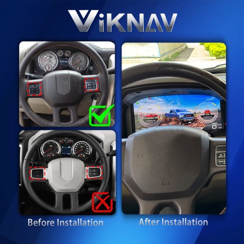Viknav Car Digital Cluster For Dodge Ram 1500 2500 3500 2008-2012 LCD Car Digital Speedometer Dashboard Panel Instrument Panel Virtual Cockpit