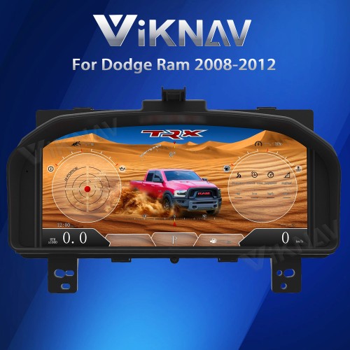 Viknav Car Digital Cluster For Dodge Ram 1500 2500 3500 2008-2012 LCD Car Digital Speedometer Dashboard Panel Instrument Panel Virtual Cockpit