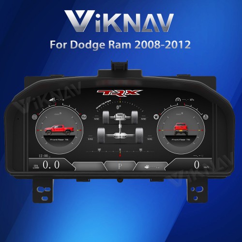 Viknav Car Digital Cluster For Dodge Ram 1500 2500 3500 2008-2012 LCD Car Digital Speedometer Dashboard Panel Instrument Panel Virtual Cockpit
