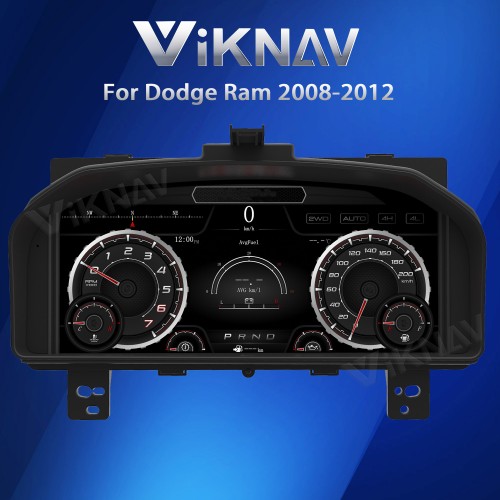 Viknav Car Digital Cluster For Dodge Ram 1500 2500 3500 2008-2012 LCD Car Digital Speedometer Dashboard Panel Instrument Panel Virtual Cockpit