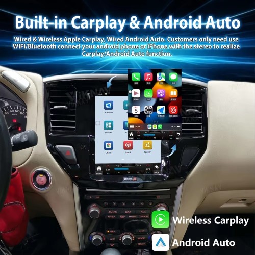 Viknav 10.4" Touch Screen Car Radio For Nissan-Pathfinder ( 2012 2013 2014 2015 2016 2017 2018 2019 ) Multimedia Player Android Auto GPS Navigation Wireless Carplay (128GB)