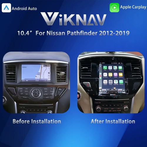 Viknav 10.4" Touch Screen Car Radio For Nissan-Pathfinder ( 2012 2013 2014 2015 2016 2017 2018 2019 ) Multimedia Player Android Auto GPS Navigation Wireless Carplay (128GB)