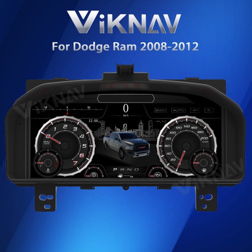 Viknav Car Digital Cluster For Dodge Ram 1500 2500 3500 2008-2012 LCD Car Digital Speedometer Dashboard Panel Instrument Panel Virtual Cockpit