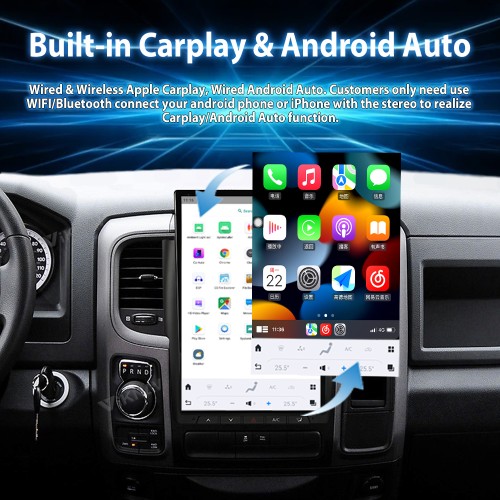 Viknav 14.4 Inch Touch Screen Car Radio For Dodge Ram 2013-2018 Upgrade Android Head Unit Wirless Carplay GPS Navigation Player Autoradio Replacement