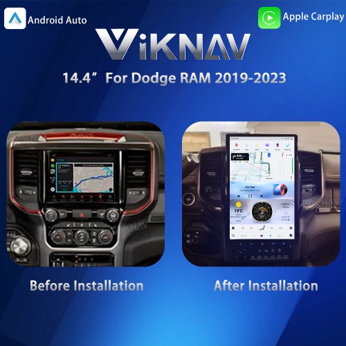 Viknav 14.4 Inch Touch Screen Car Radio For Dodge Ram 2019-2023 Upgrade Android Head Unit Wirless Carplay GPS Navigation Player Autoradio Replacement