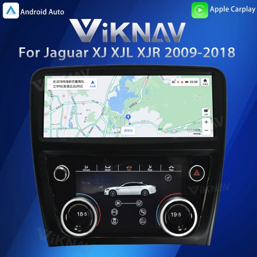 Viknav Android Head Unit & Digital AC Panel Combo for Jaguar XJ XJL XJR 2009-2018 Wireless CarPlay & Retains All Original Functions