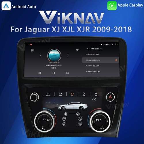 Viknav Android Head Unit & Digital AC Panel Combo for Jaguar XJ XJL XJR 2009-2018 Wireless CarPlay & Retains All Original Functions