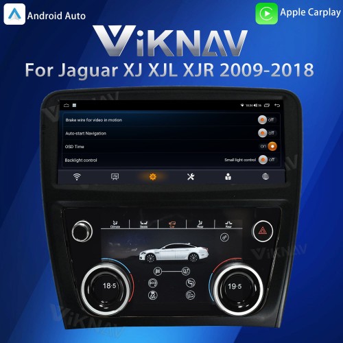 Viknav Android Head Unit & Digital AC Panel Combo for Jaguar XJ XJL XJR 2009-2018 Wireless CarPlay & Retains All Original Functions