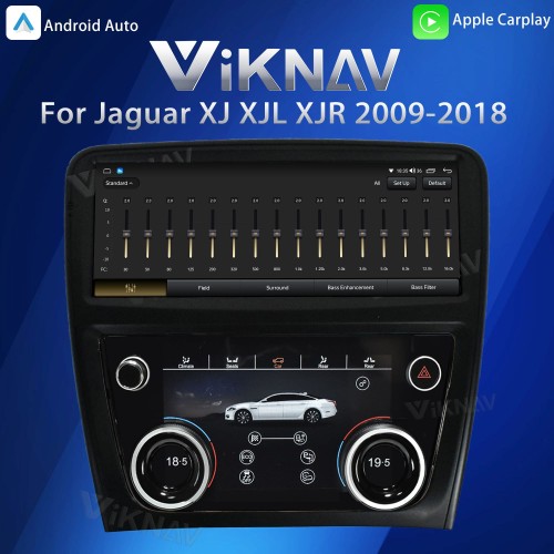 Viknav Android Head Unit & Digital AC Panel Combo for Jaguar XJ XJL XJR 2009-2018 Wireless CarPlay & Retains All Original Functions