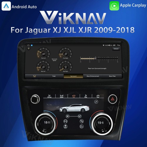 Viknav Android Head Unit & Digital AC Panel Combo for Jaguar XJ XJL XJR 2009-2018 Wireless CarPlay & Retains All Original Functions