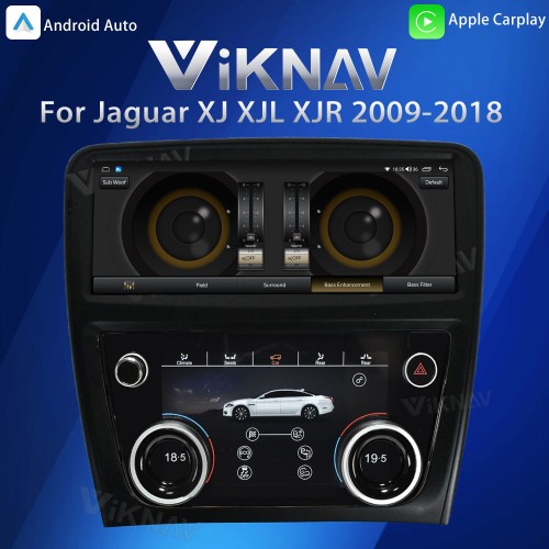 Viknav Android Head Unit & Digital AC Panel Combo for Jaguar XJ XJL XJR 2009-2018 Wireless CarPlay & Retains All Original Functions