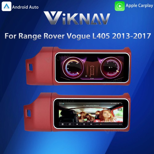 Viknav 12.3 inch Android Radio For Land Rover Range Rover Vogue L405 2013-2017 Wireless Carplay Android Auto Multimedia player GPS Navigation Auto Stereo Touch Screen(Red)