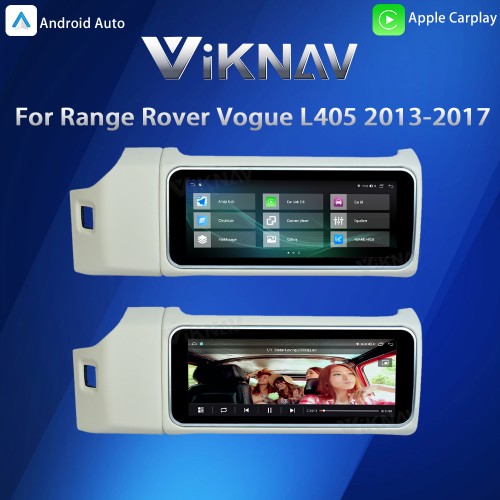 Viknav 12.3 inch Android Radio For Land Rover Range Rover Vogue L405 2013-2017 Wireless Carplay Android Auto Multimedia player GPS Navigation Auto Stereo Touch Screen(Beige)