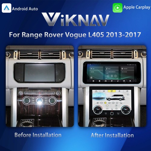 Viknav 12.3 inch Android Radio For Land Rover Range Rover Vogue L405 2013-2017 Wireless Carplay Android Auto Multimedia player GPS Navigation Auto Stereo Touch Screen(Beige)