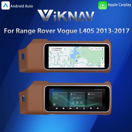 Viknav 12.3 inch Android Radio For Land Rover Range Rover Vogue L405 2013-2017 Wireless Carplay Android Auto Multimedia player GPS Navigation Auto Stereo Touch Screen(Brown)